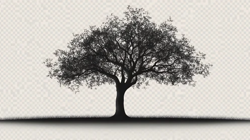 Solitary tree silhouette spreads branches in quiet balance.