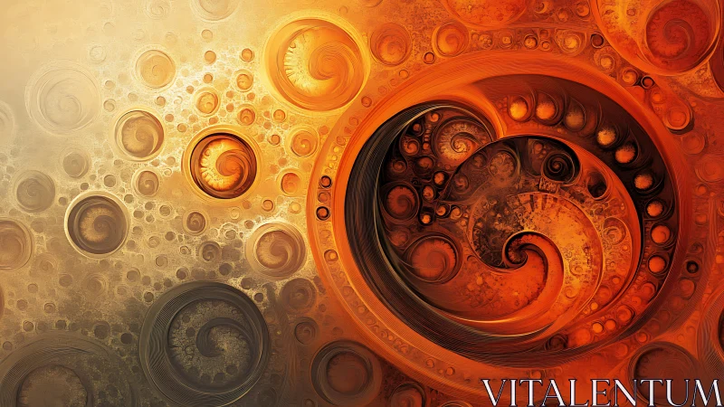 Spiraled suns converse in a molten clockwork of glowing amber