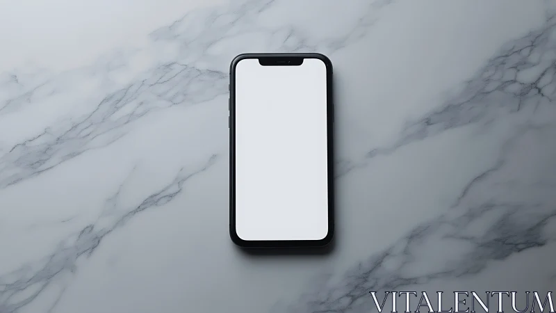 Midnight Monolith: Blank Screen Whispers Against Marble Canvas.