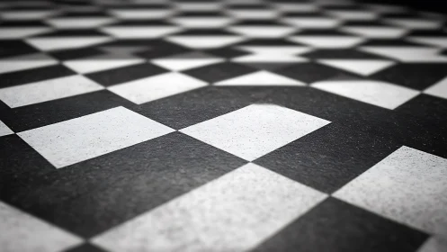 Checkerboard surface shows shallow oblique perspective and blur