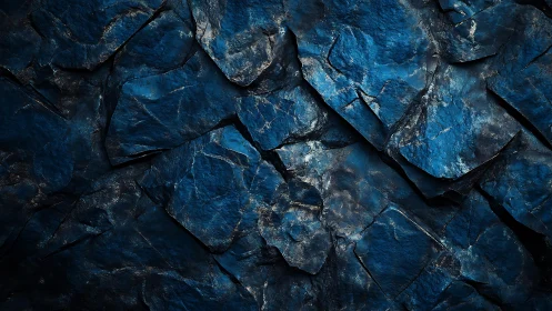 Deep Blue Abstract Slate Stone Texture with Metallic Highlights.