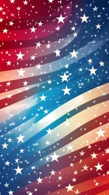 Star-swept American stripes swirling in festive nightfall.