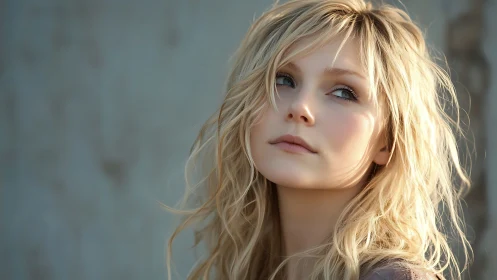 Soft side-lit portrait captures blonde woman in shallow depth of field