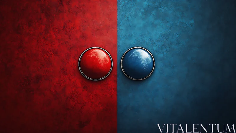 Bold red and blue buttons inviting a playful choice.