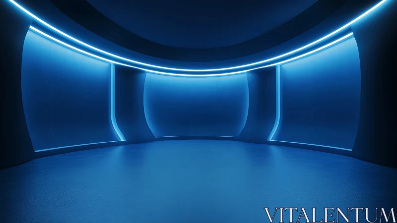 Curved cyan corridor with continuous LED edge illumination.