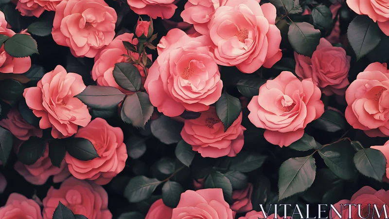 Coral Roses in Twilight: A Velvet Garden Symphony.