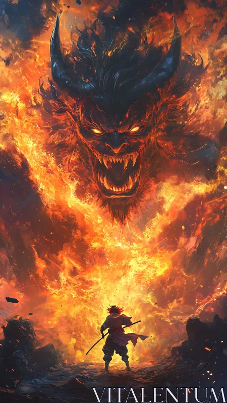 Sword against the Inferno Warlord, carved from roaring fire.