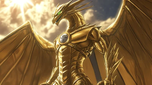 Golden dragon avatar dominates sunlit storm sky. Period.