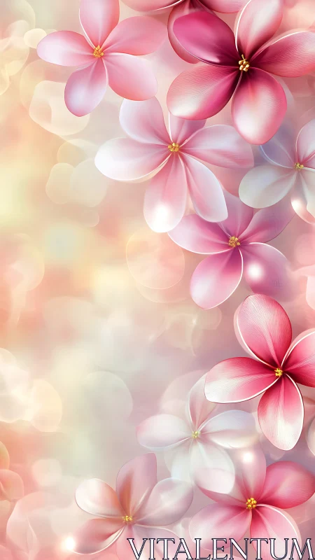 Soft-focus botanical rendering displaying gradient-mapped petals with luminous diffusion and volumet