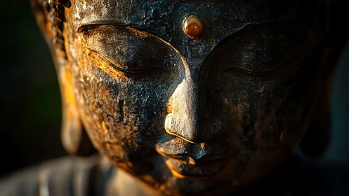 Sunlit bronze serenity leans into shadow and quiet breath