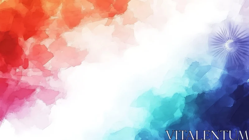 Abstract Indian Flag Watercolor Art with Ashoka Chakra Detail.