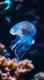 Photorealistic vertical study of bioluminescent jellyfish form.