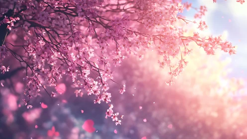 Dreamy Pink Blossoms Dance in Soft Sunlight