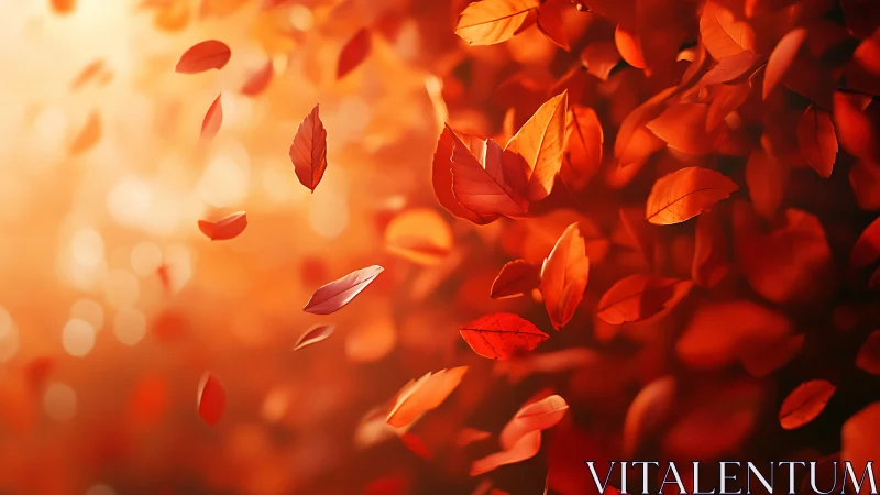 Autumn foliage swirl with shallow depth and warm bokeh light