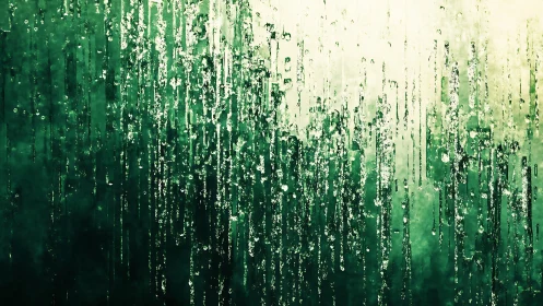 Vertical green abstract pattern with textured streak bands.