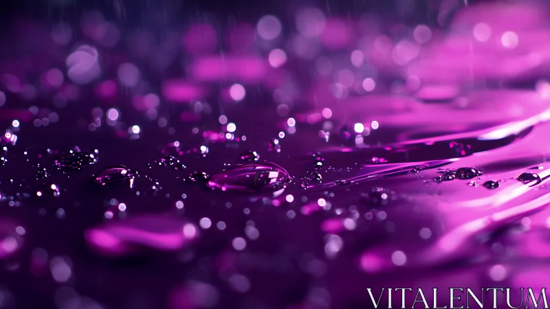 Violet raindrops waltz across a neon-glossed dreamscape