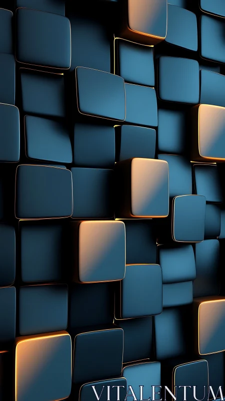 Parametric tiled cubes with volumetric rim-lit edges in relief.