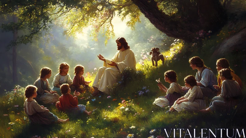 Gentle teacher shares calming wisdom with children in nature