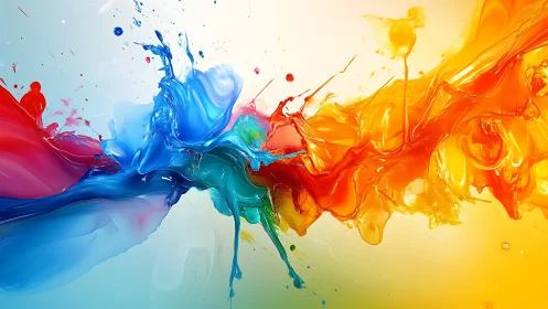 Colorful paint splash collision bursting with creative joy.