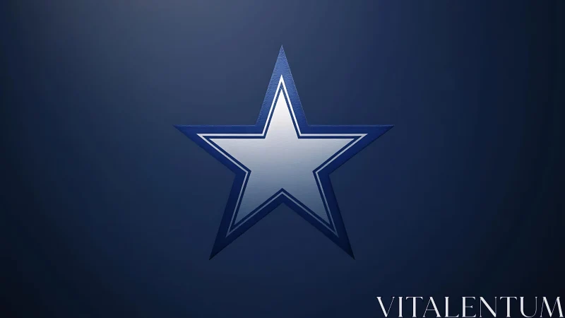 Metallic blue white star emblem on dark gradient field.