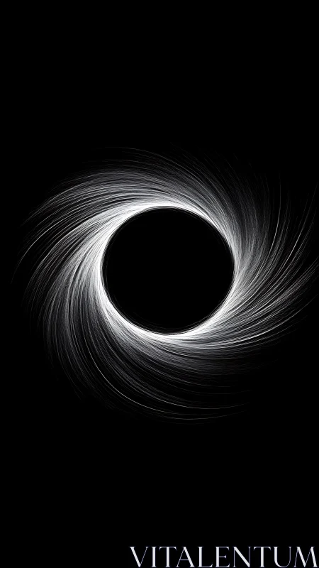 Whirling starlight sketches a luminous ring around emptiness