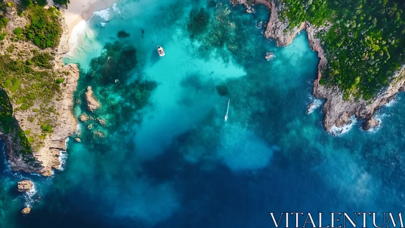 Turquoise Paradise: Aerial View of Hidden Coastal Cove.
