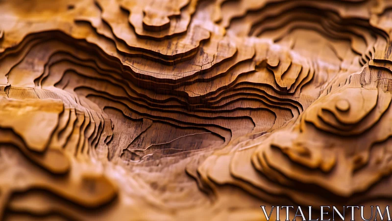 Layered wooden topographic model with carved terrain