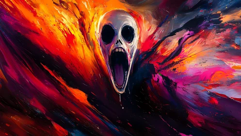 Nebula-born scream tunnels through molten cosmic colors