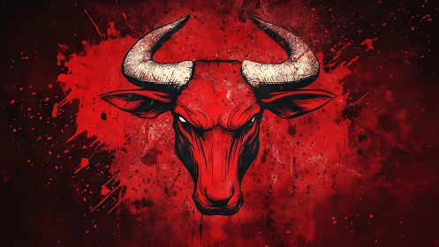 Bold red bull portrait glows with fierce, dynamic energy