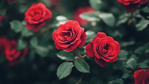 Red Roses in Full Bloom.
