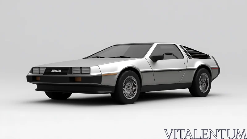 DeLorean DMC-12 stainless coupe in neutral studio lighting