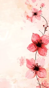 Watercolor Pink Flowers: Botanical Art with Ink Details.