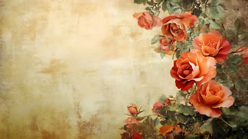Soft vintage roses blooming against a warm faded backdrop.