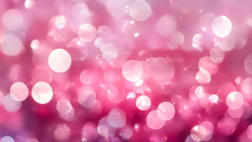 Soft Pink Bokeh Abstract Background with Glowing Light Circles.