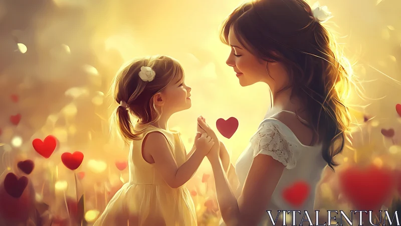 A Mother and Daughter Share a Heart-Filled Moment in Golden Light.