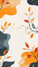 Abstract autumn foliage with bold orange ink shapes.