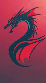 Stylized dragon emblem coils on a vivid crimson gradient