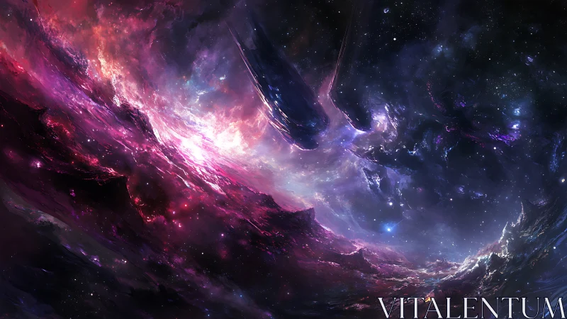 Vast cosmic nebula swirls in luminous violet and starlit shadow