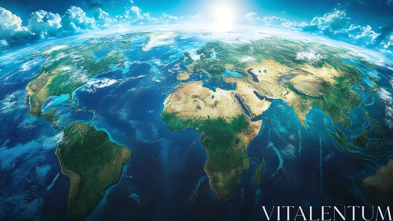 Sunlit Earth curves into space like a glowing blue compass