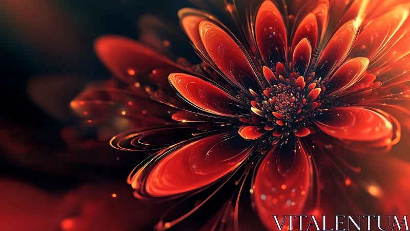 Luminous ember petals explode in radiant fractal bloom.