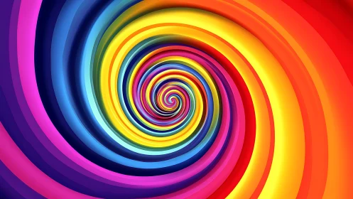 Vibrant rainbow vortex tunnel spiraling into chromatic calm.