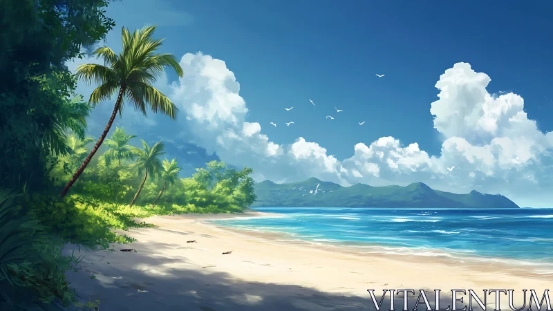 Tropical Beach Paradise with Pristine Sand and Island Views