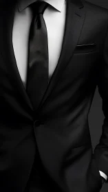 Sharp black suit and tie convey modern executive elegance