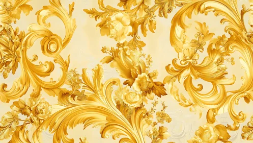 Baroque gold flourishes swirl in lavish floral echoes.