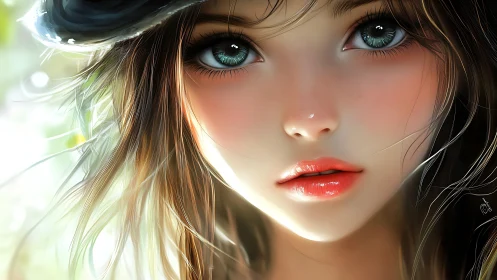 Sunlit daydreamer with glassy eyes and whisper-soft lips.