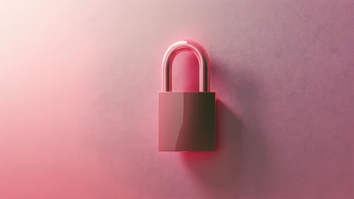 Gradient-Rendered Padlock With Volumetric Shading Against Monochromatic Pink Surface