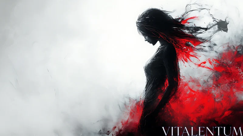 Silent silhouette drifting through crimson daydreams.