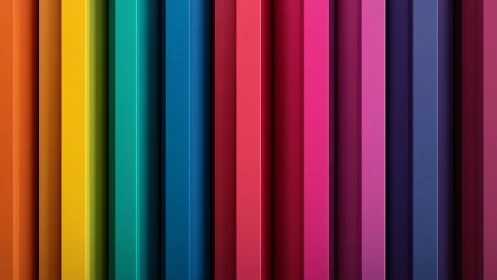 Vertical rainbow pillars march in sleek chromatic harmony.