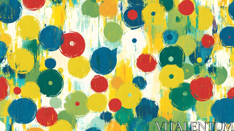 Colorful abstract circles on painted textured background, modern art.