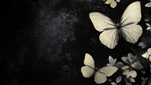 Moonlit Paper Butterflies Drift Through Charcoal Night.